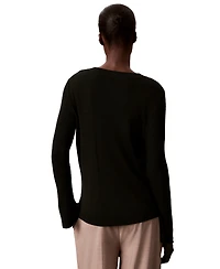 Calvin Klein Women's Ribbed Sculpted-Sleeve Crewneck Sweater