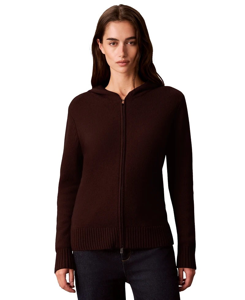 Calvin Klein Women's Lux Zip-Up Hoodie Sweater