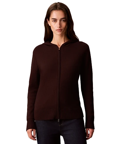 Calvin Klein Women's Lux Zip-Up Hoodie Sweater