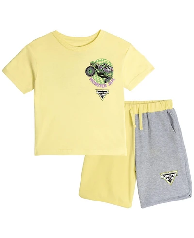 Monster Jam Grave Digger Boys' T-Shirt and French Terry Shorts Set
