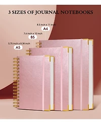 Danrong Spiral Notebook Hardcover Leather Lined Journals Thick Paper College Ruled With Closure Pocket