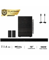 Ultimea Skywave Series 7.1.4ch Professional Wireless Surround Sound System for Tv, 980W Dolby Atmos Sound Bar with 10" Wireless Subwoofer