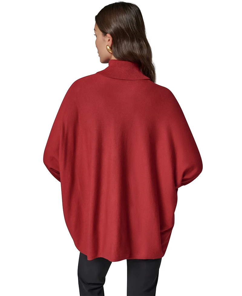 Donna Karan New York Petite Turtleneck Oversized Long-Sleeve Poncho