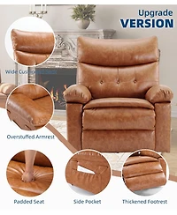 Gaomon Oversized Pu Leather Recliner Chair with Heat and Vibration Massage, 150degree(s) Reclining Swivel Lounge Armchair for Living Room Bedroom