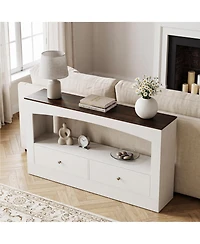 Gaomon 63" Console Table, Entryway Sofa Table with 2 Drawers and Open Storage Shelf, Farmhouse Wood Accent for Hallway, Foyer, Living Room