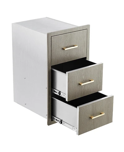 GarveeLife Stainless Steel Bbq Island Drawer Cabinet with 2 Drawers & Paper Towel Holder