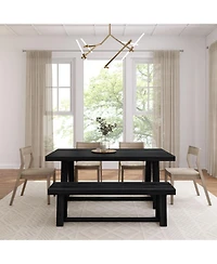 Plank+Beam 7 inch Classic Solid Wood Dining Table Set with Bench and 4 chairs