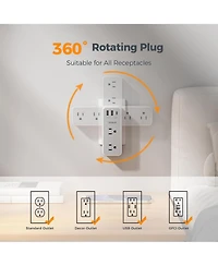 Tessan Rotating Outlet Splitter with 6 Ac Outlets and 3 Usb Ports