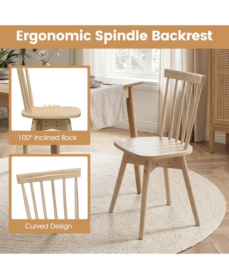 Sugift Set of 2 Mid-Century Rubber Wood Dining Chairs with 360degree(s) Swivel Seat
