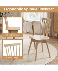 Sugift Set of 2 Mid-Century Rubber Wood Dining Chairs with 360degree(s) Swivel Seat