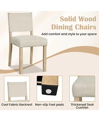 Sugift Set of 2 Upholstered Dining Chairs with Solid Rubber Wood Legs