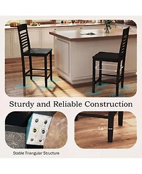 Sugift Set of 2 Dining Chairs with Footrests and Solid Wood Frame