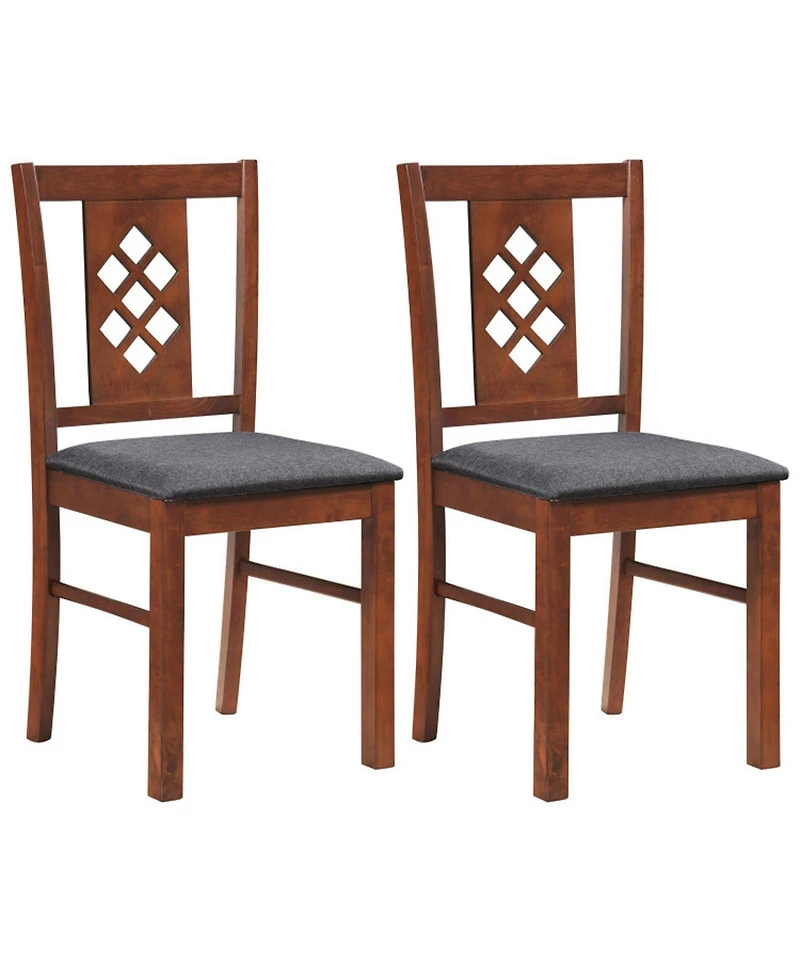 Sugift Set of 2 Linen Upholstered Kitchen Chairs with Wood Frames