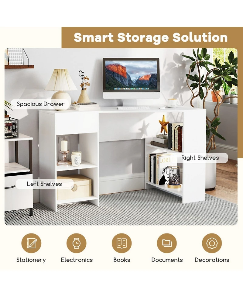 Sugift 48 in L-Shaped Corner Executive Computer Desk with Drawer