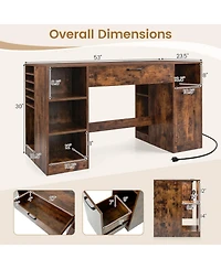 Sugift Sewing Craft Desk with Power Outlets 2 Drawers and Open Compartments