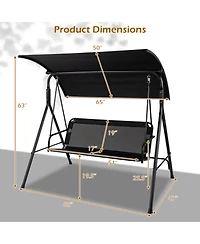 Sugift 3-Seat Outdoor Patio Swing Chair with Breathable Mesh Fabric
