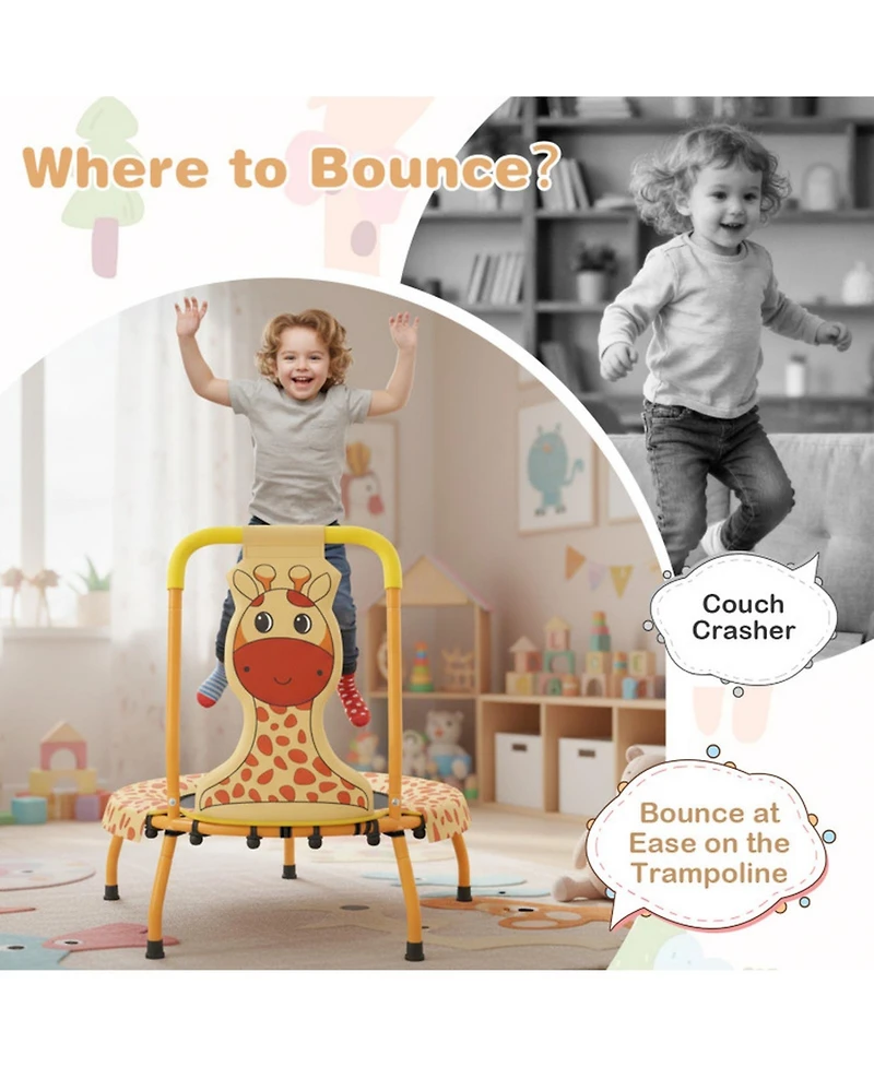 Sugift Mini Trampoline with Foam-Padded Handle and Padded Cover, 28" x 30", 176 lbs Capacity, Ages 3-6