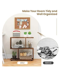 Gouun 24 Inch 3-Tier Geometric Bookshelf with Thick Foot Pads