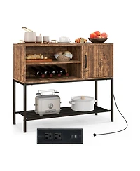 Gouun Buffet Sideboard Coffee Bar Cabinet with Power Outlets and Usb Ports