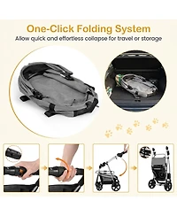 Hongge Compact 3-in-1 Pet Stroller Featuring a Detachable Carrier