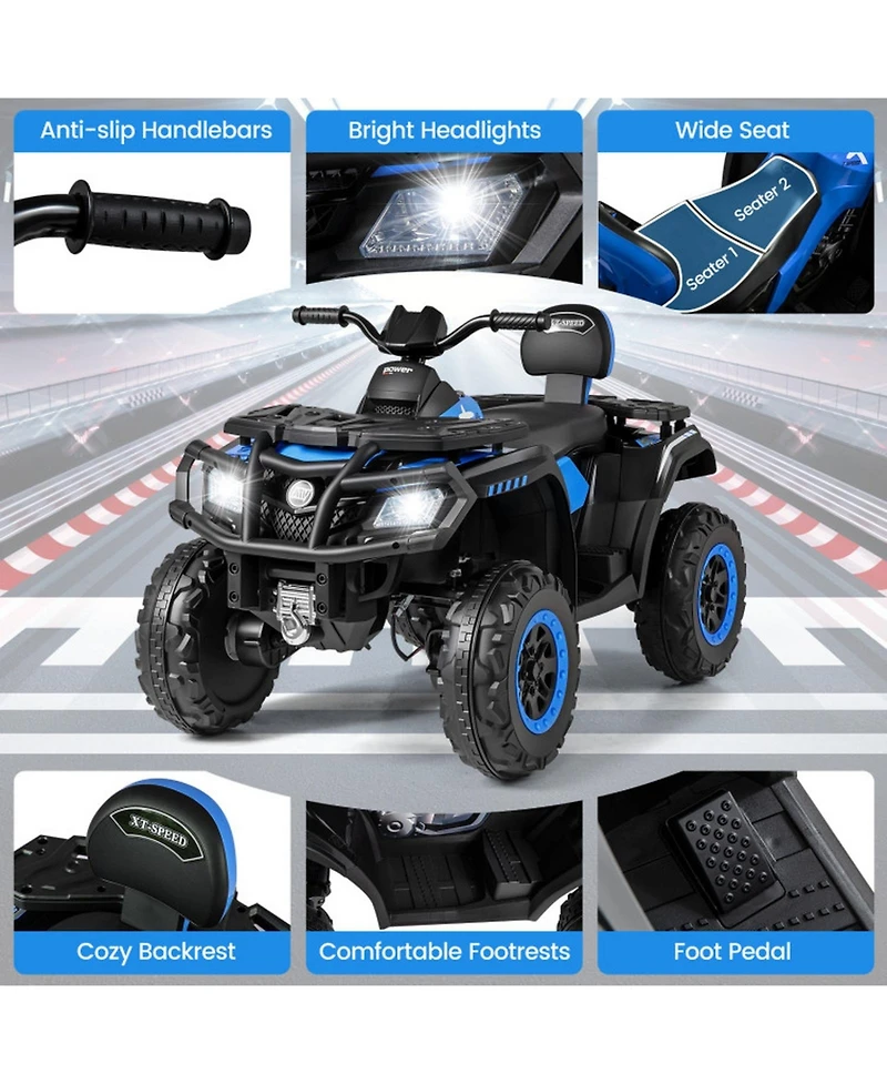Hongge 24V 2-Seater Kids Ride-On Atv with Four Motors and Led Lights, Ages 3-8