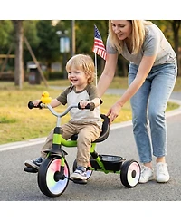 Hongge Toddler Tricycle with Adjustable Seat, Removable Pedals and Led Wheels, Ages 1-3