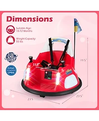 Hongge 12V Kids' Ride-On Bumper Car with 360-Degree Spin and Remote Control, Ages 18 Months+