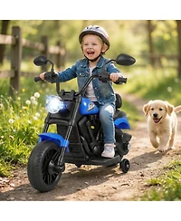 Hongge 6V Kids Ride-On Motorcycle with Led Headlights, Music & Training Wheels, 66-lb. Capacity, Ages 18 Months+