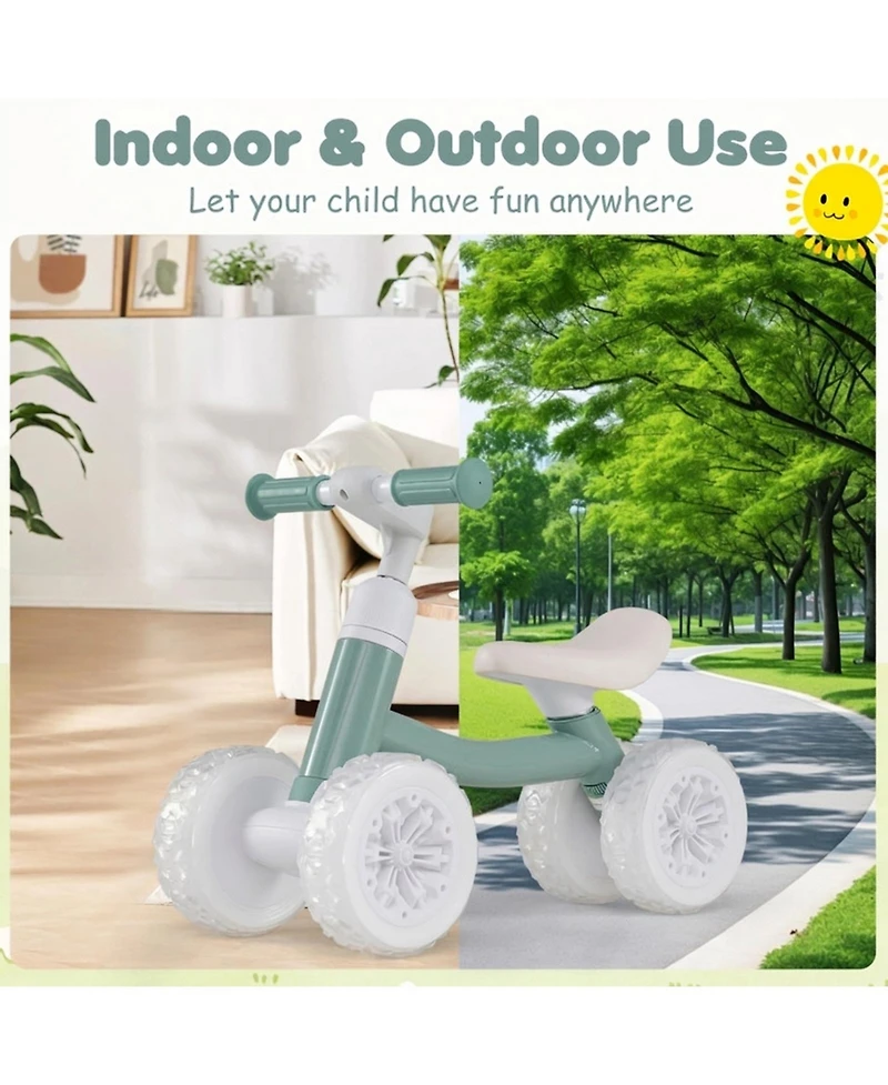 Hongge Baby Balance Bike with Light-Up Wheels and Adjustable Seat and Handlebar, 55 lb. Capacity, Ages 1-3