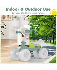 Hongge Baby Balance Bike with Light-Up Wheels and Adjustable Seat and Handlebar, 55 lb. Capacity, Ages 1-3