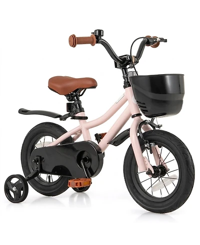 Hongge 12-Inch Kids' Bike with Training Wheels, Adjustable, Ages 3-4