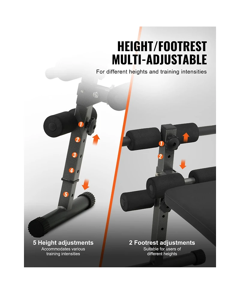 Hongge Folding Curved Decline Sit Up Bench with 5 Height Settings and 500 lbs Capacity for Ab Workouts