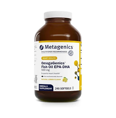 Metagenics OmegaGenics Epa Dha 500 High Potency Fish Oil Supplement for Cardiovascular Health and Purity Tested 240 Softgels