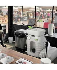 Yescom InstaHibit 10x10FT Pop Up Canopy Mesh Sidewalls and 45L Portable Hand Wash Station Combo Food Vendor Booth Sanitation Kit for Outdoor Event