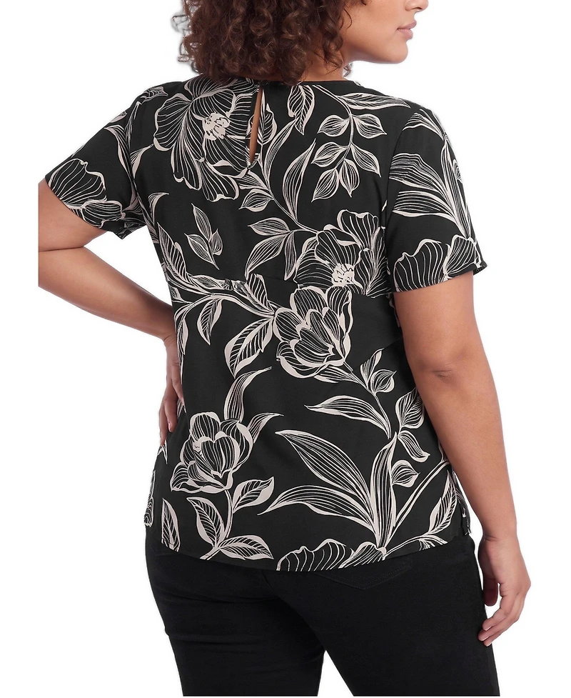 Torrid Plus Abbey Floral-Print Georgette Scoop Neck Blouse