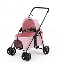 Sugift Pet Stroller for Small Medium Dogs Foldable with One-Step Rear Brake and Canopy