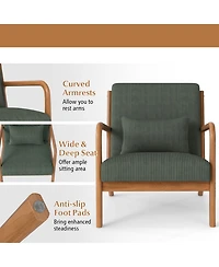 Sugift Corduroy Upholstered Accent Lounge Chair with Lumbar Pillow