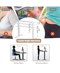 Sugift Hand Crank Sit to Stand Desk Frame Height Adjustable 27.6inch-45.3inch Standing Base