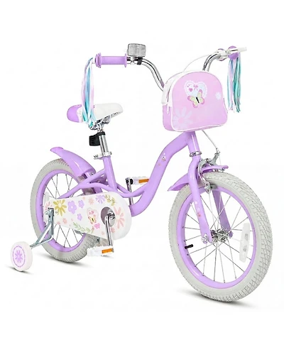 Hongge 16-Inch Training Wheels Adjustable Girls Bike, 110 lb Capacity, Ages 4-7