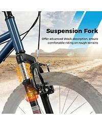 Hongge 24-Inch Youth Mountain Bike with Front-Suspension Fork, Shimano 6-Speed, and Adjustable Fit, Ages 8+