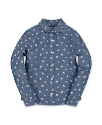 Hope & Henry Girls' 4-16 Chambray Peter Pan Collar Puffed Long-Sleeve Blouse