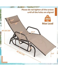 Costway 2 Piece Patio Chaise Lounge Glider Recliner Chair Adjustable Sturdy Frame Outdoor