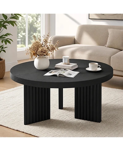 gaomon Round Coffee Table, Coffee Table for Living Room, Wood Center Table, Small Space