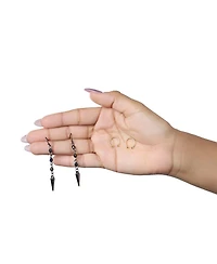 K-Pop Demon Hunters Rumi Ear Cuff and Drop Earrings Set Official License, Gold-Tone Cuffs and Black Earrings