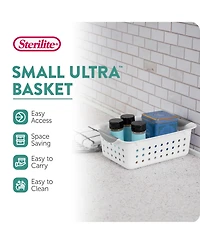 Sterilite 16228012 Small Ultra Plastic Storage Organizer Basket, White (24 Pack)