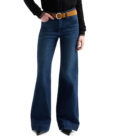 7 For All Mankind Women's Modern Dojo High-Rise Wide-Leg Trouser-Style Hem Jeans