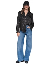 Dkny Women's Roll-Tab Jacquard Blouse