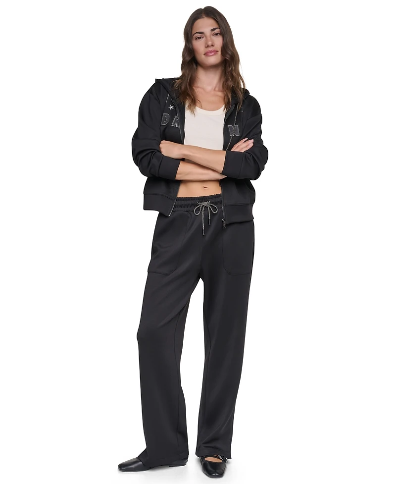 Dkny Women's Pins & Patches Wide-Leg Knit Drawstring Pants