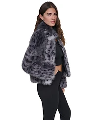 Dkny Women's Long-Sleeve Faux Fur Animal Print Jacket