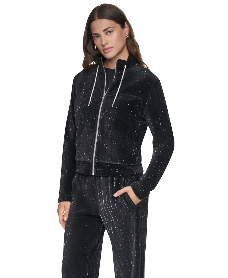 Dkny Women's Long-Sleeve Lurex Velvet Jacket